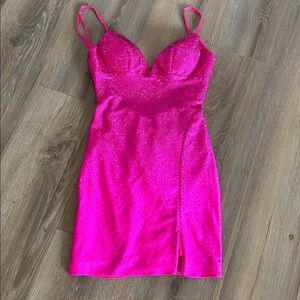 Sherri Hill Vibrant Pink Embellished Dress